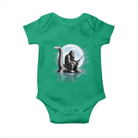 Funny Bigfoot Fishing Baby Onesie Sasquatch Riding Nessie Cryptid Moon Night - Wonder Print Shop