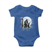 Funny Bigfoot Fishing Baby Onesie Sasquatch Riding Nessie Cryptid Moon Night - Wonder Print Shop