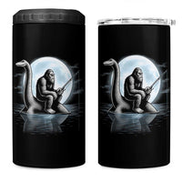 Funny Bigfoot Fishing 4 in 1 Can Cooler Tumbler Sasquatch Riding Nessie Cryptid Moon Night - Wonder Print Shop