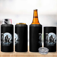 Funny Bigfoot Fishing 4 in 1 Can Cooler Tumbler Sasquatch Riding Nessie Cryptid Moon Night - Wonder Print Shop