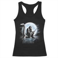 Funny Bigfoot Fishing Racerback Tank Top Sasquatch Riding Nessie Cryptid Moon Night - Wonder Print Shop