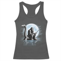 Funny Bigfoot Fishing Racerback Tank Top Sasquatch Riding Nessie Cryptid Moon Night - Wonder Print Shop