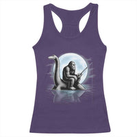 Funny Bigfoot Fishing Racerback Tank Top Sasquatch Riding Nessie Cryptid Moon Night - Wonder Print Shop