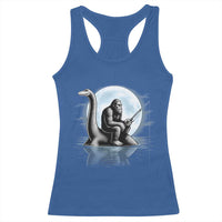 Funny Bigfoot Fishing Racerback Tank Top Sasquatch Riding Nessie Cryptid Moon Night - Wonder Print Shop