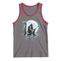 Funny Bigfoot Fishing Tank Top Sasquatch Riding Nessie Cryptid Moon Night - Wonder Print Shop
