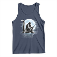 Funny Bigfoot Fishing Tank Top Sasquatch Riding Nessie Cryptid Moon Night - Wonder Print Shop