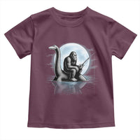 Funny Bigfoot Fishing Toddler T Shirt Sasquatch Riding Nessie Cryptid Moon Night - Wonder Print Shop