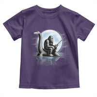 Funny Bigfoot Fishing Toddler T Shirt Sasquatch Riding Nessie Cryptid Moon Night - Wonder Print Shop
