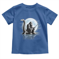 Funny Bigfoot Fishing Toddler T Shirt Sasquatch Riding Nessie Cryptid Moon Night - Wonder Print Shop