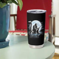 Funny Bigfoot Fishing Tumbler Cup Sasquatch Riding Nessie Cryptid Moon Night - Wonder Print Shop