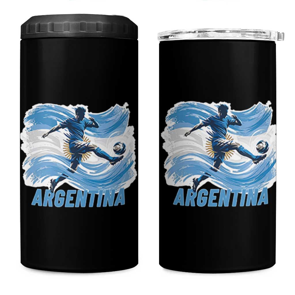 Argentina Soccer Fan Argentinian Flag Patriotic Sports 4 in 1 Can Cooler Tumbler