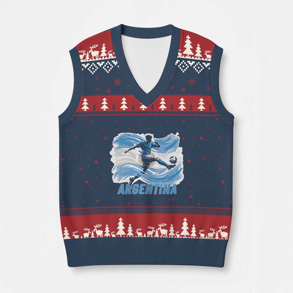 Argentina Soccer Fan Argentinian Flag Patriotic Sports V-Neck Knit Sweater Vest