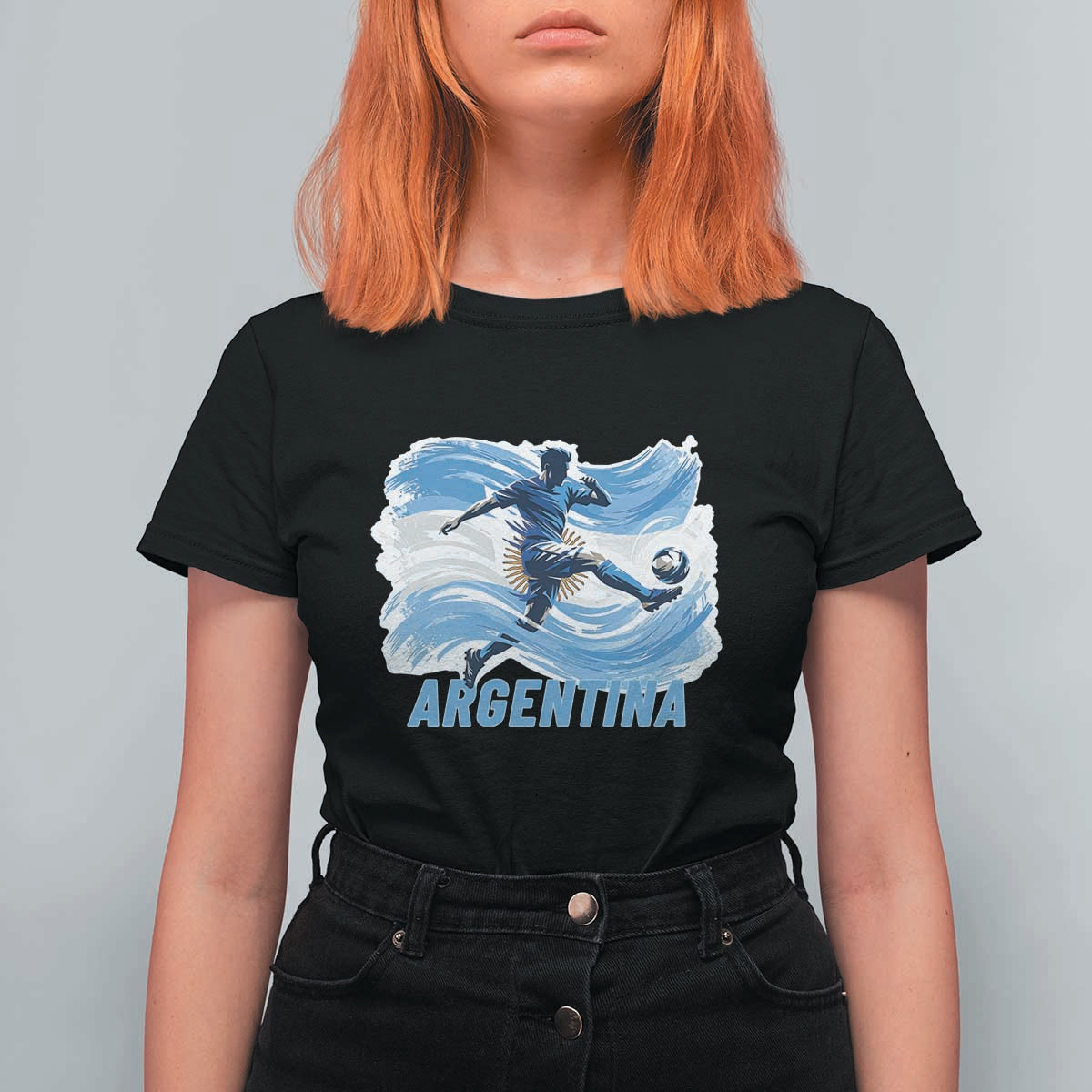 Argentina Soccer Fan Argentinian Flag Patriotic Sports T Shirt For Women