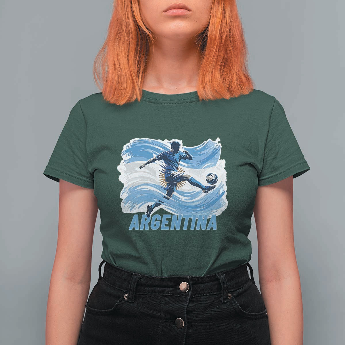 Argentina Soccer Fan Argentinian Flag Patriotic Sports T Shirt For Women