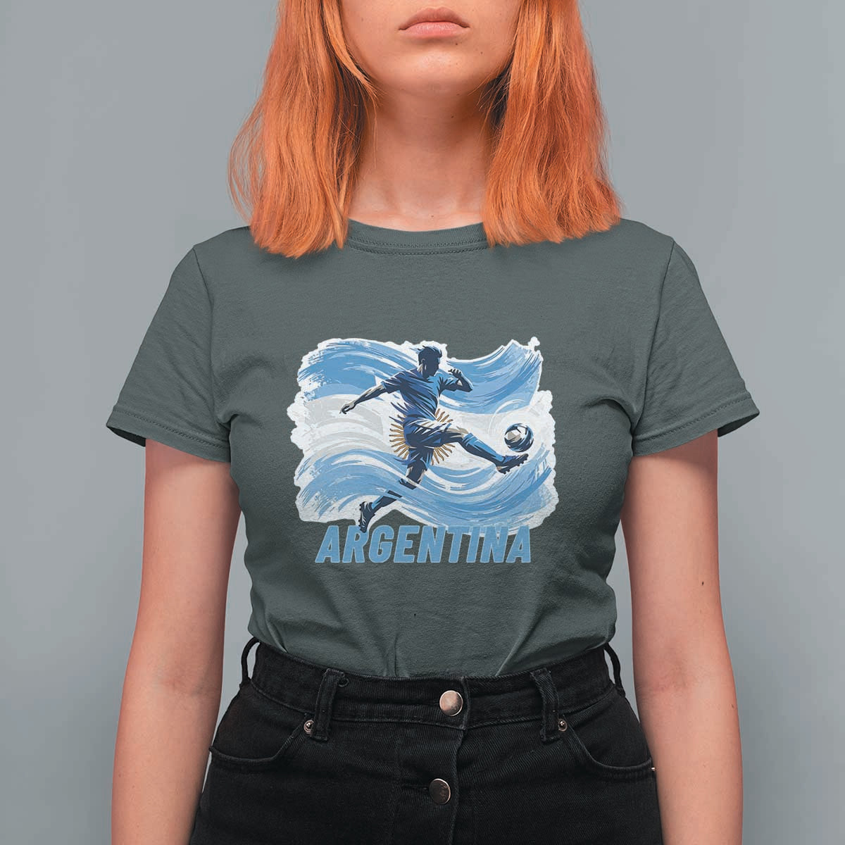 Argentina Soccer Fan Argentinian Flag Patriotic Sports T Shirt For Women