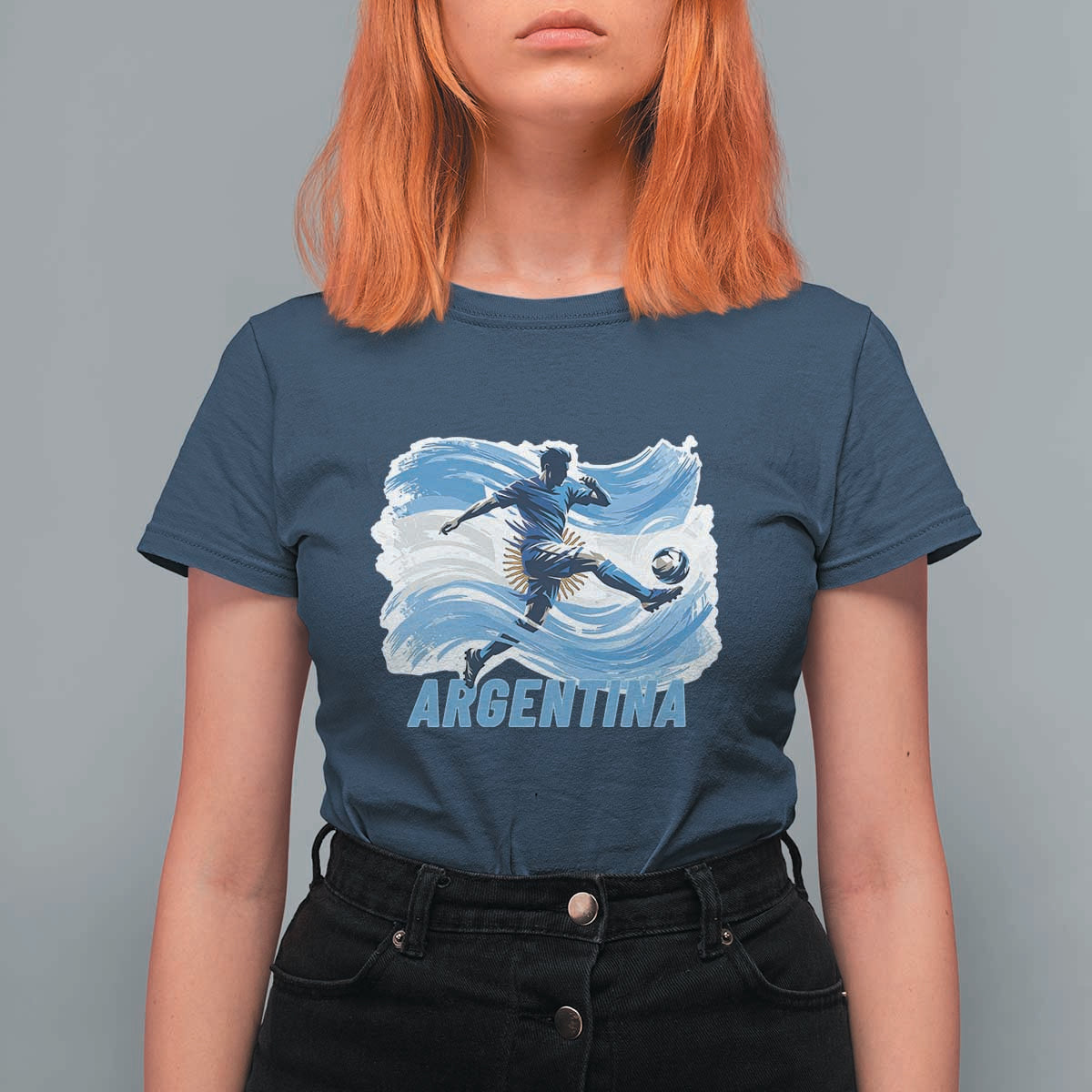 Argentina Soccer Fan Argentinian Flag Patriotic Sports T Shirt For Women