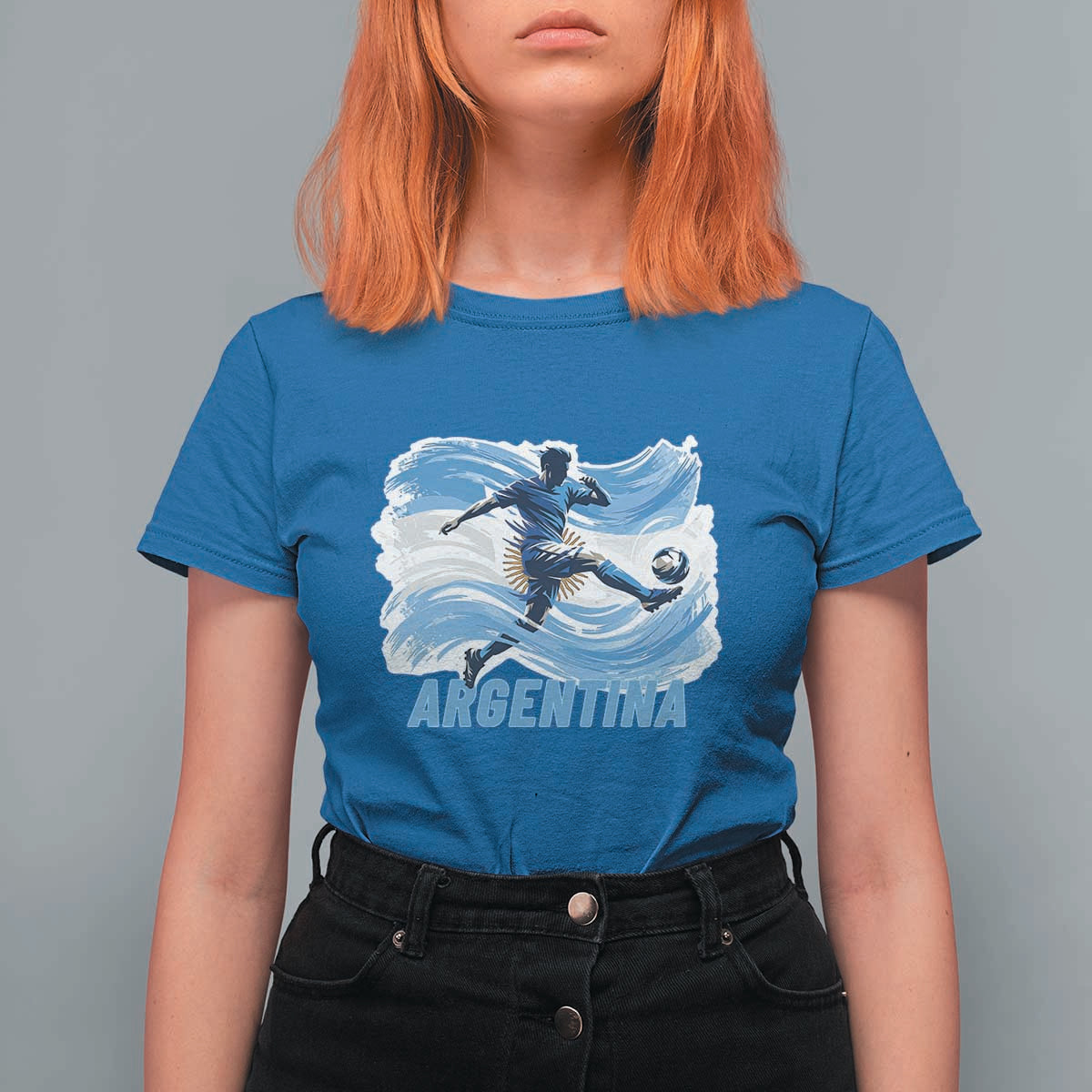 Argentina Soccer Fan Argentinian Flag Patriotic Sports T Shirt For Women