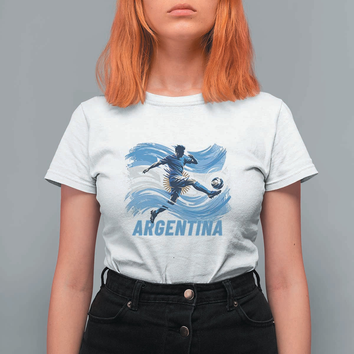 Argentina Soccer Fan Argentinian Flag Patriotic Sports T Shirt For Women