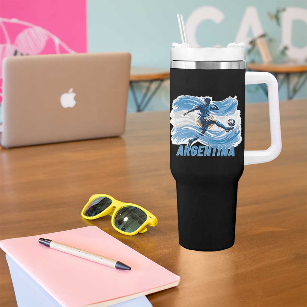 Argentina Soccer Fan Argentinian Flag Patriotic Sports Tumbler With Handle