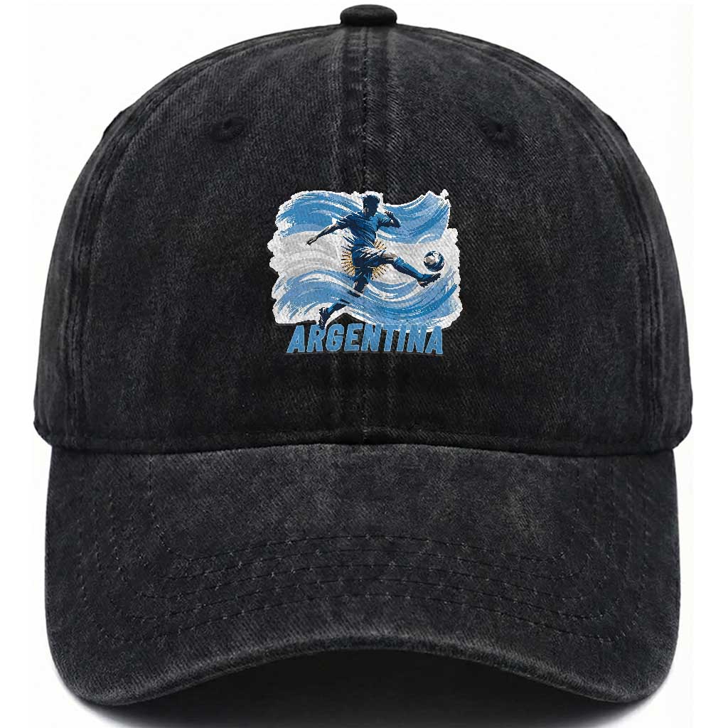 Argentina Soccer Fan Argentinian Flag Patriotic Sports Washed Cotton Baseball Cap