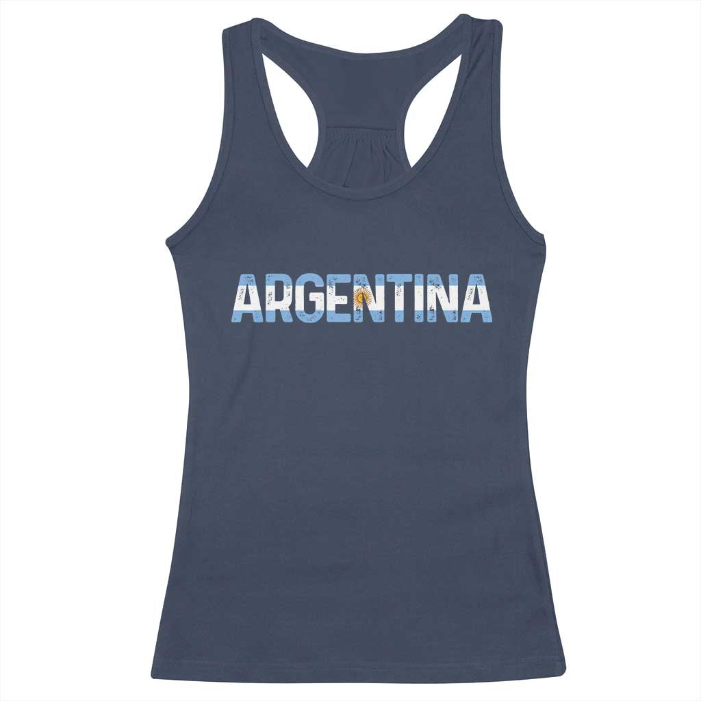 Vintage Argentina Flag Retro Argentinian Racerback Tank Top