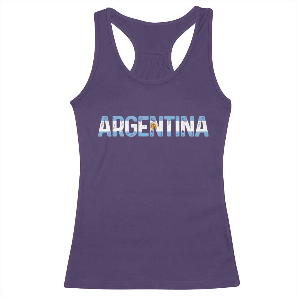 Vintage Argentina Flag Retro Argentinian Racerback Tank Top