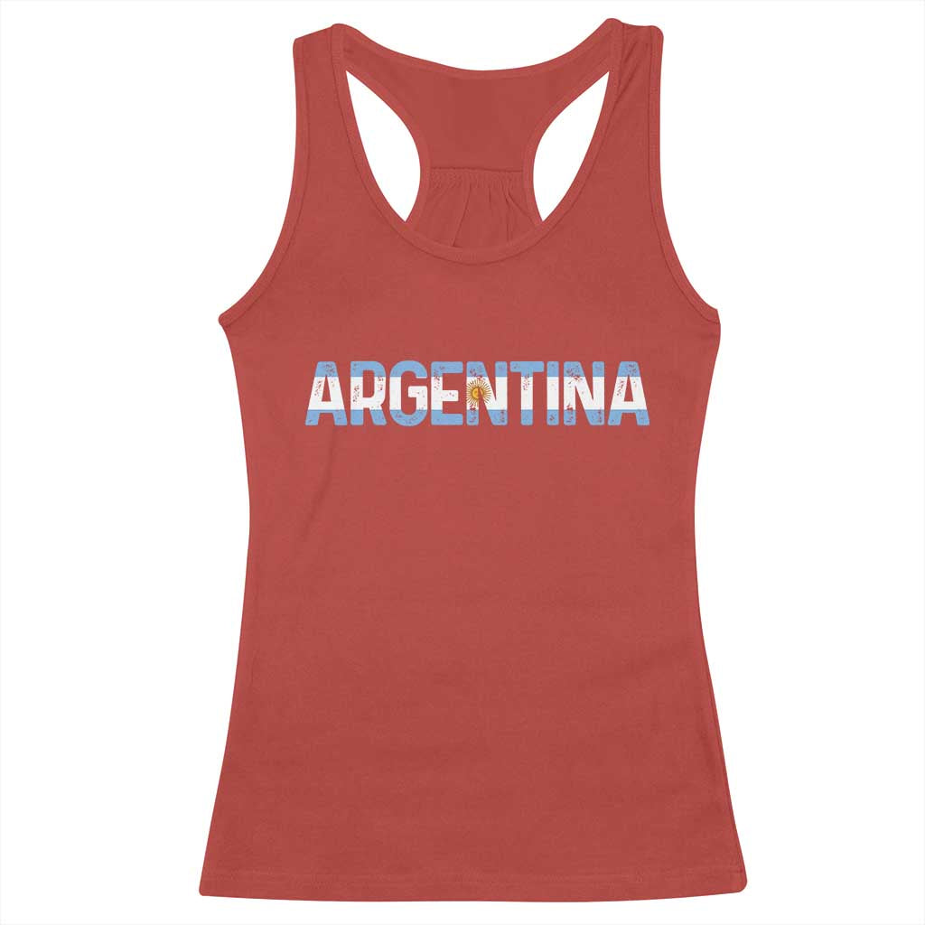 Vintage Argentina Flag Retro Argentinian Racerback Tank Top