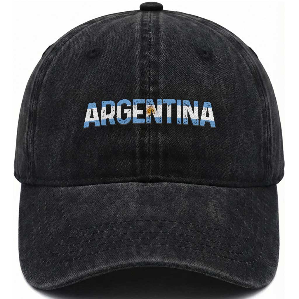 Vintage Argentina Flag Retro Argentinian Washed Cotton Baseball Cap