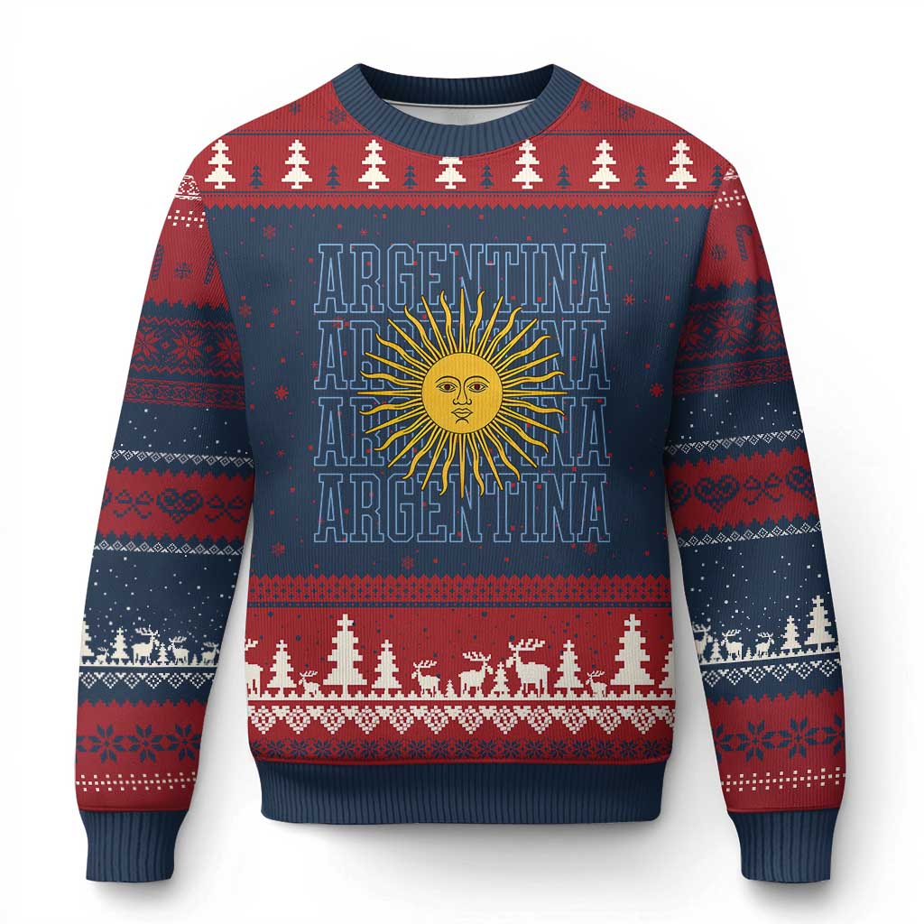 Sol de Mayo Argentina Flag Argentinian Sun Ugly Christmas Sweater