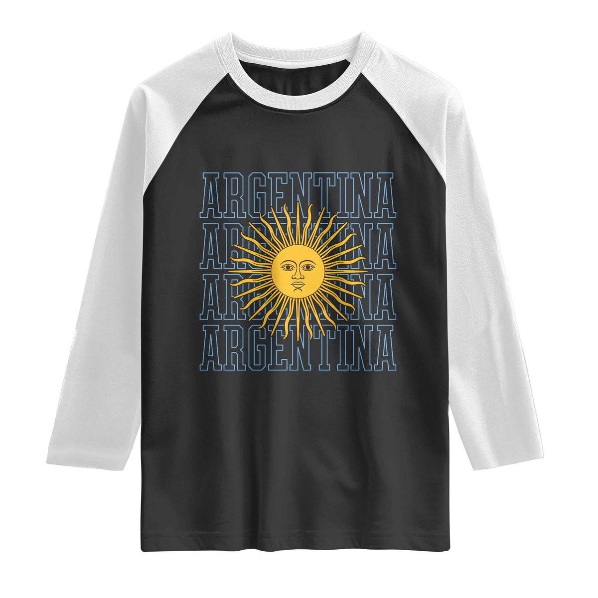 Sol de Mayo Argentina Flag Argentinian Sun Raglan Shirt