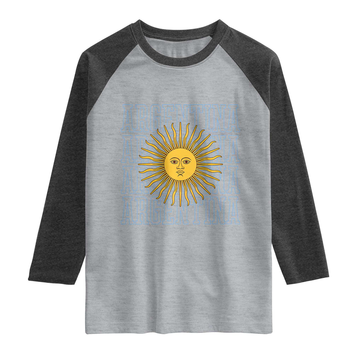 Sol de Mayo Argentina Flag Argentinian Sun Raglan Shirt
