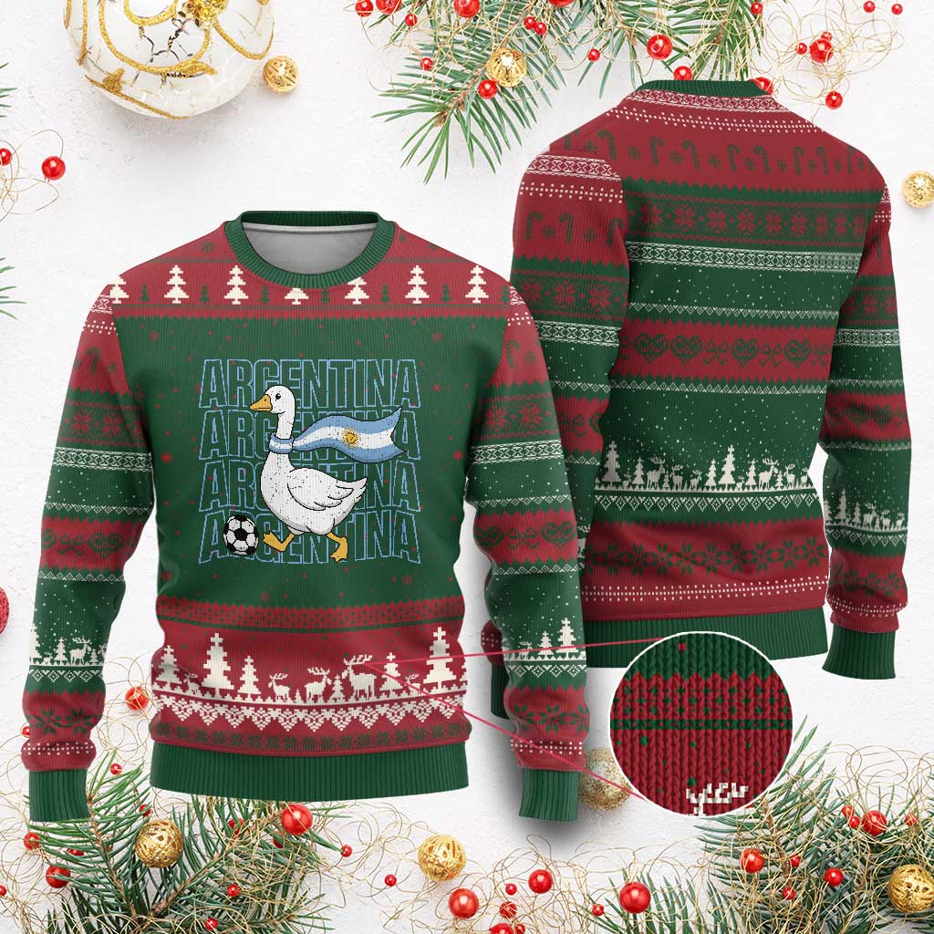 Argentina Soccer Football Ugly Christmas Sweater Silly Goose Argentinian Flag Fan Supporter