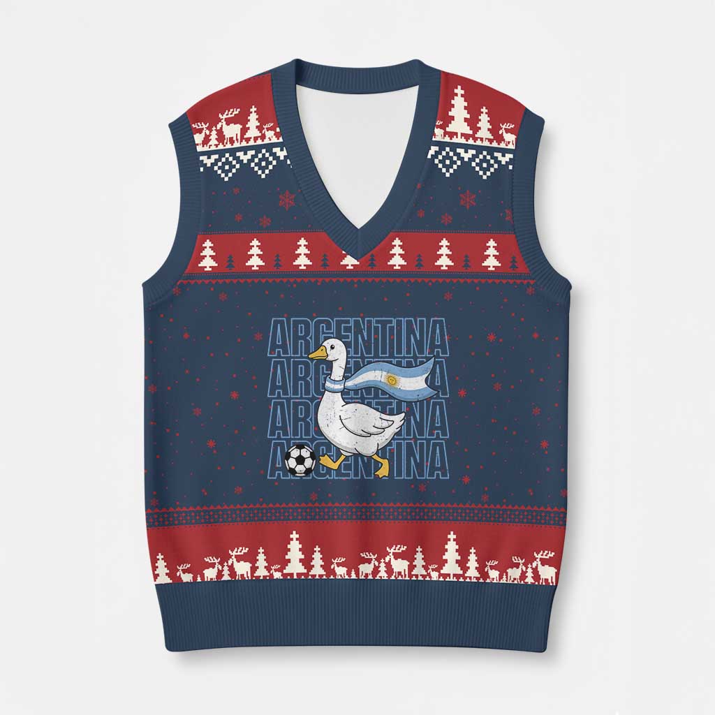 Argentina Soccer Football V-Neck Knit Sweater Vest Silly Goose Argentinian Flag Fan Supporter
