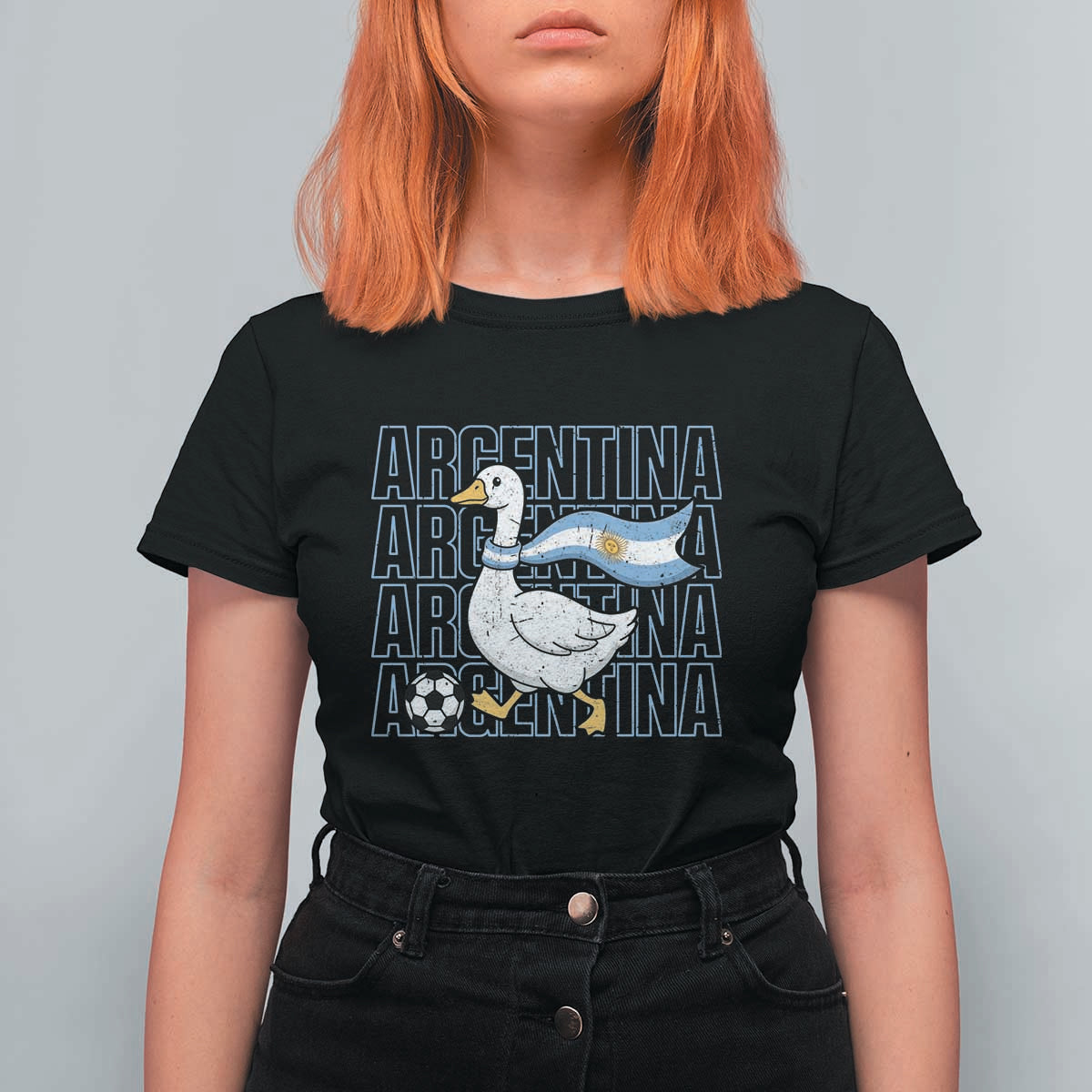 Argentina Soccer Football T Shirt For Women Silly Goose Argentinian Flag Fan Supporter