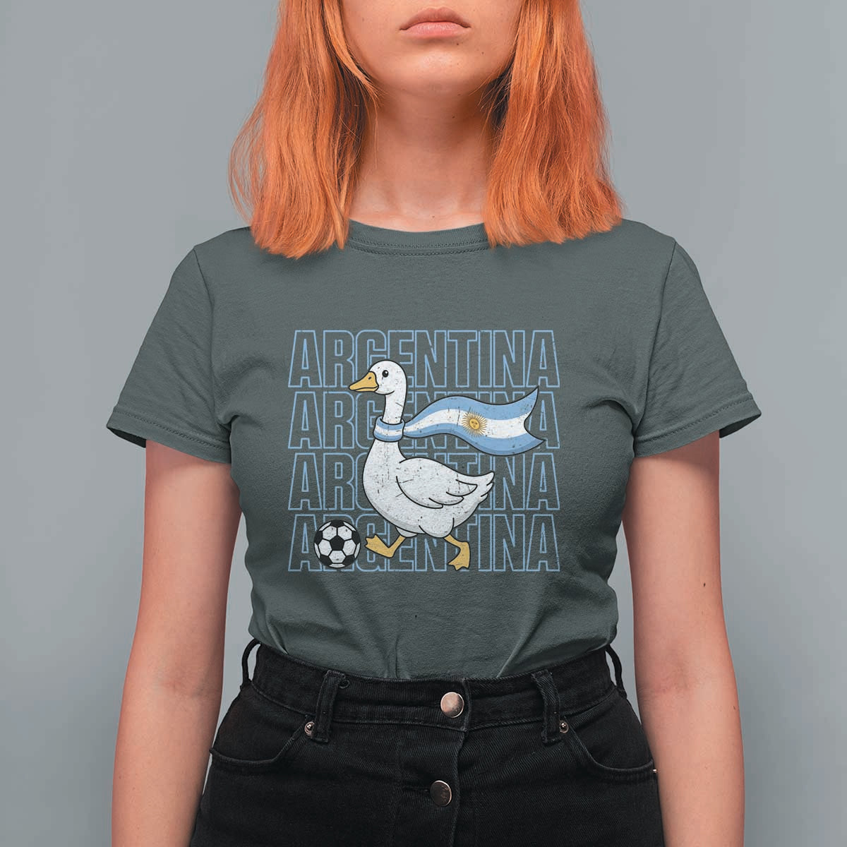 Argentina Soccer Football T Shirt For Women Silly Goose Argentinian Flag Fan Supporter