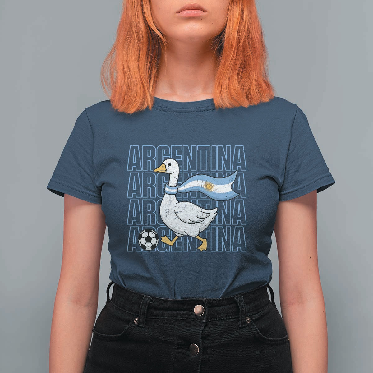 Argentina Soccer Football T Shirt For Women Silly Goose Argentinian Flag Fan Supporter