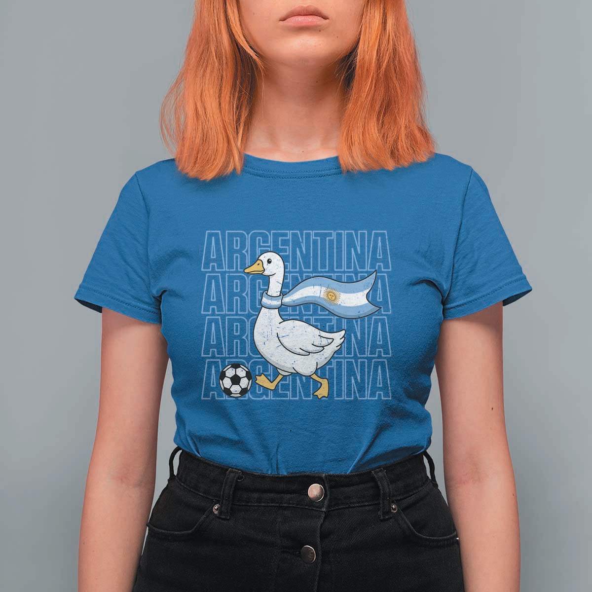 Argentina Soccer Football T Shirt For Women Silly Goose Argentinian Flag Fan Supporter