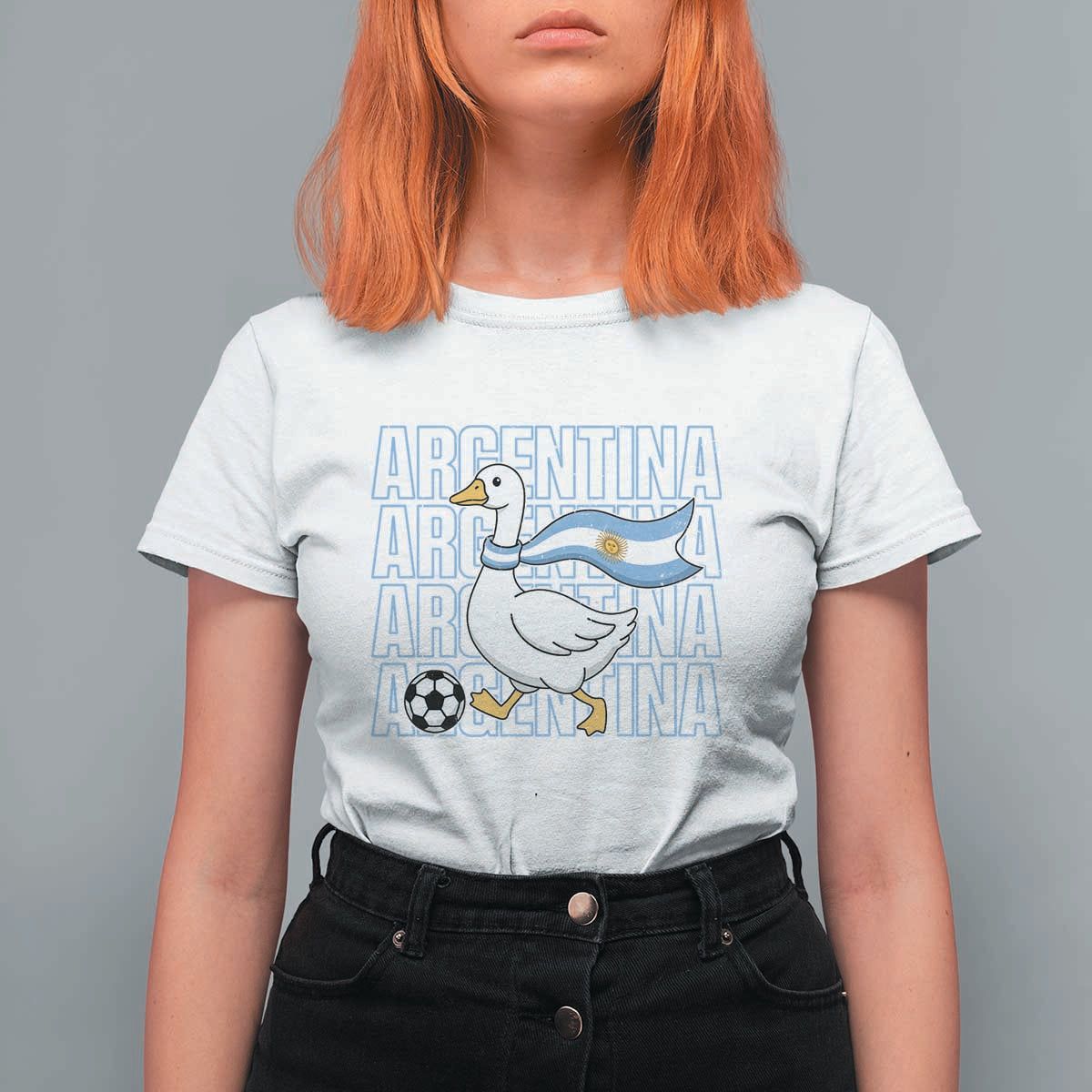 Argentina Soccer Football T Shirt For Women Silly Goose Argentinian Flag Fan Supporter