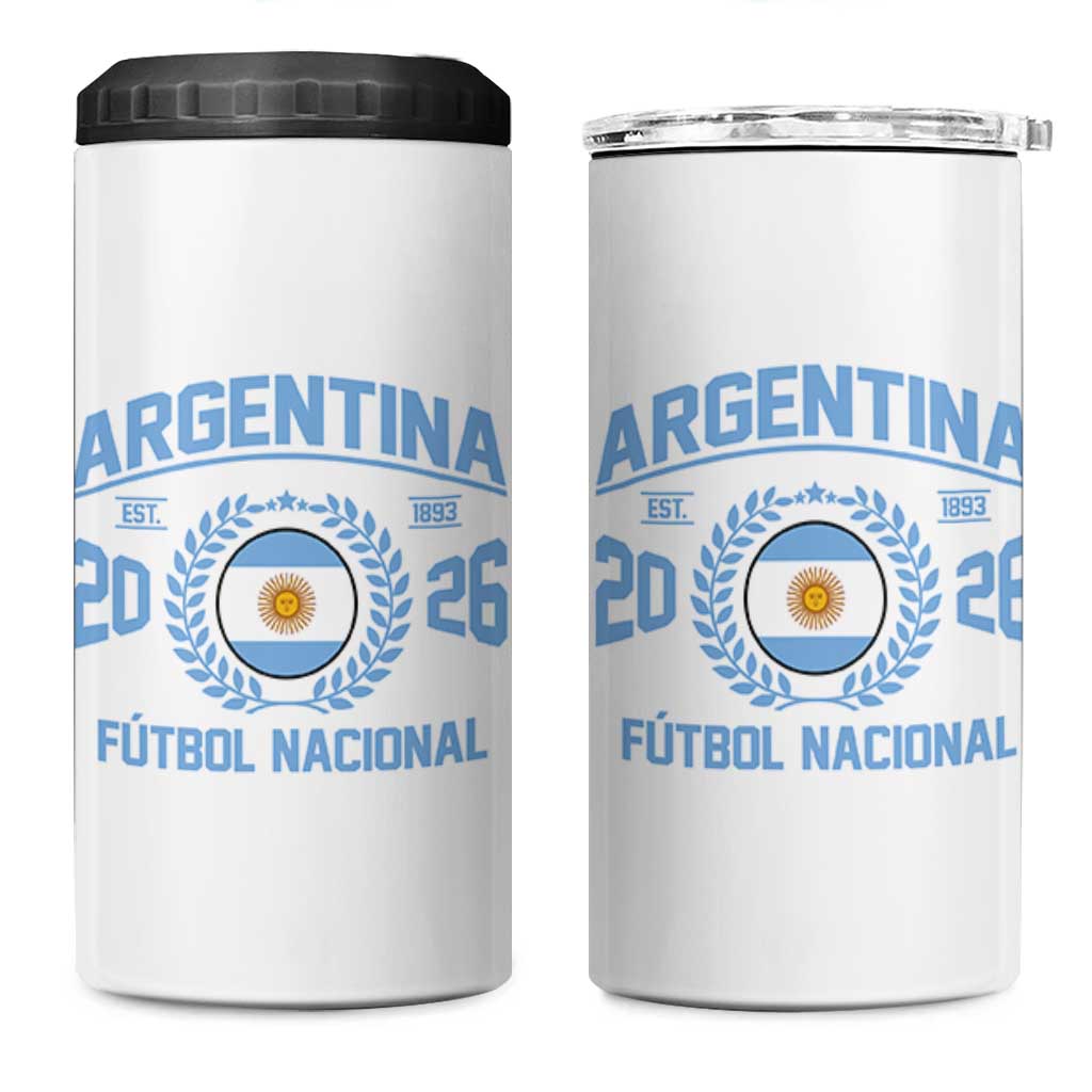 Argentina 2026 Soccer Football Fan Argentinian Flag 4 in 1 Can Cooler Tumbler
