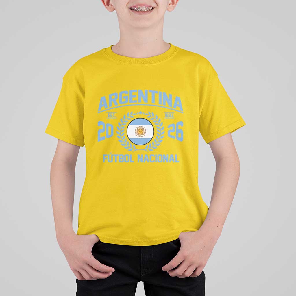 Argentina 2026 Soccer Football Fan Argentinian Flag T Shirt For Kid