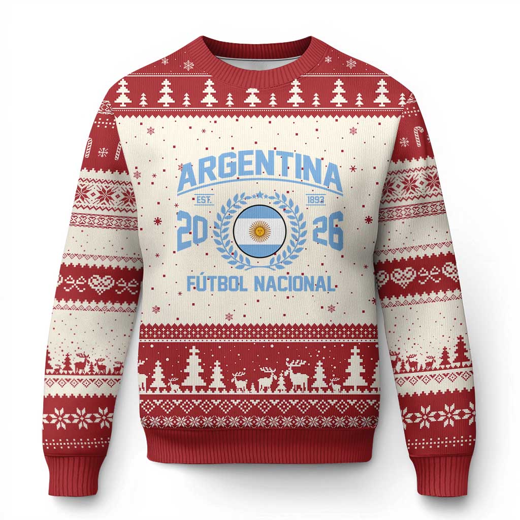 Argentina 2026 Soccer Football Fan Argentinian Flag Ugly Christmas Sweater
