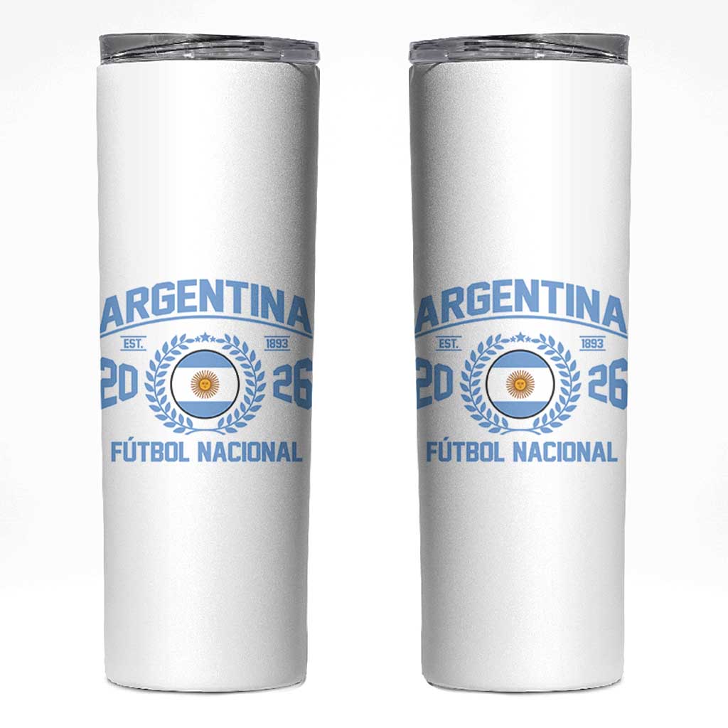 Argentina 2026 Soccer Football Fan Argentinian Flag Skinny Tumbler