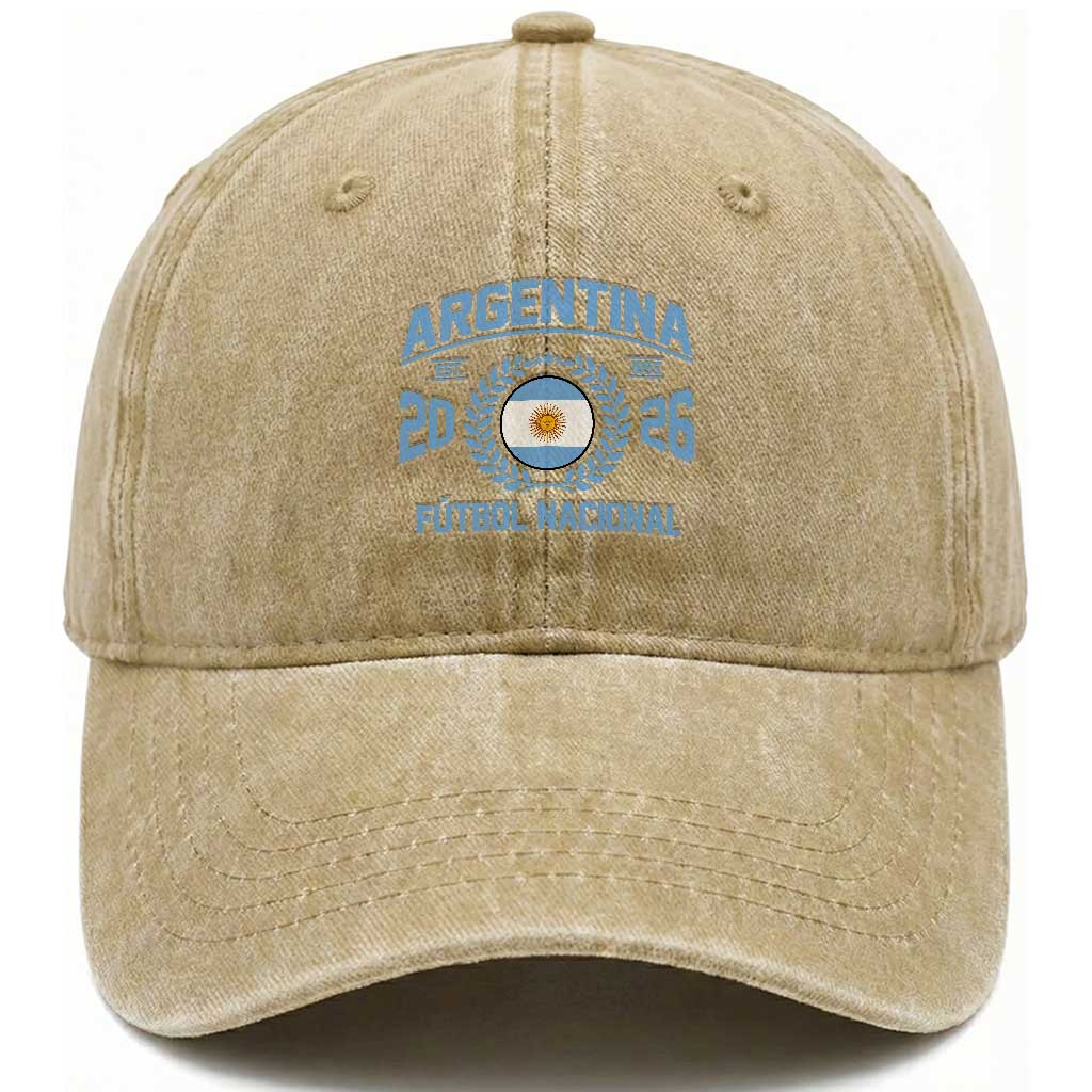Argentina 2026 Soccer Football Fan Argentinian Flag Washed Cotton Baseball Cap