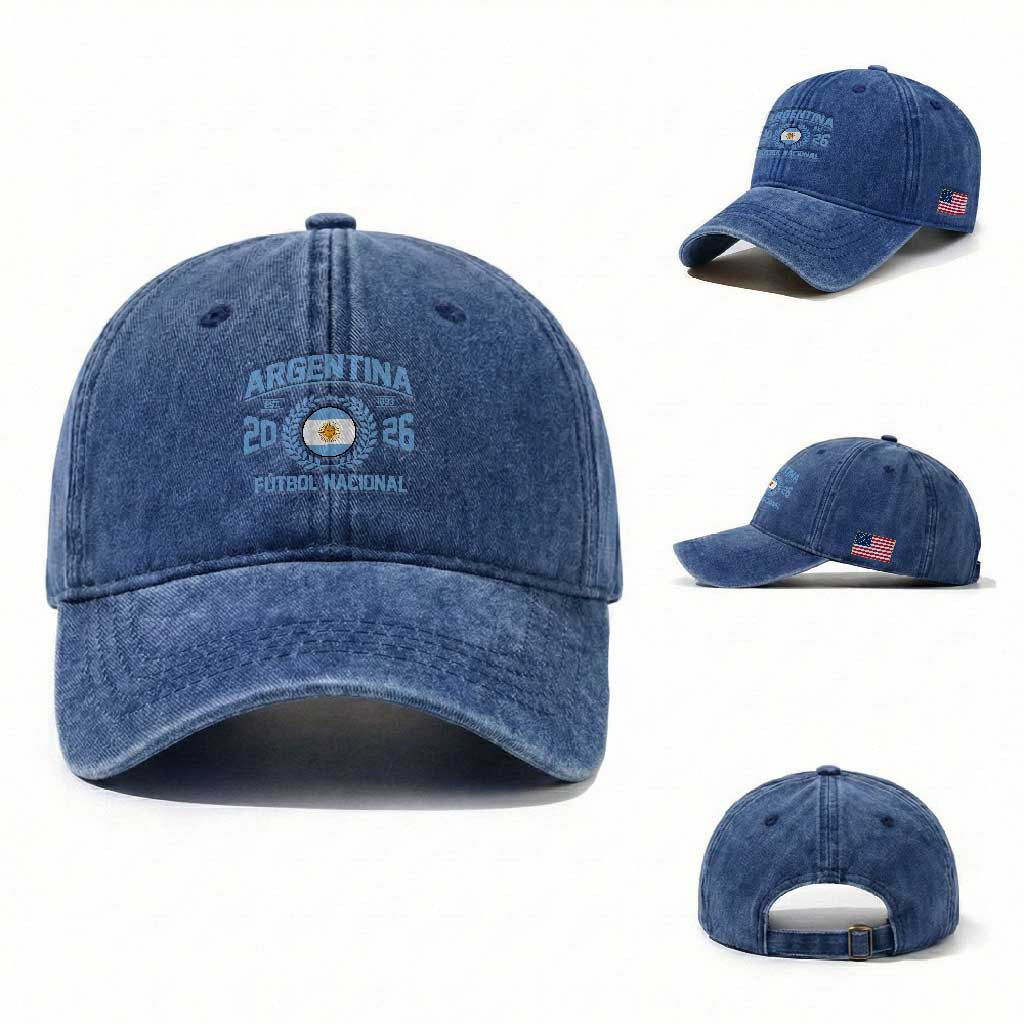 Argentina 2026 Soccer Football Fan Argentinian Flag Washed Cotton Baseball Cap