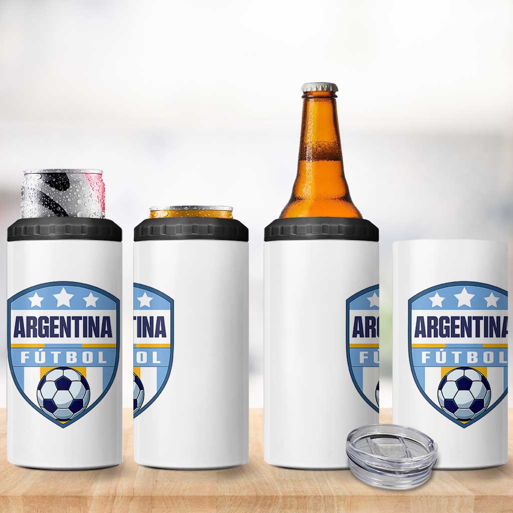 Argentina Soccer Football 4 in 1 Can Cooler Tumbler Argentinian Football Game Day Supporter