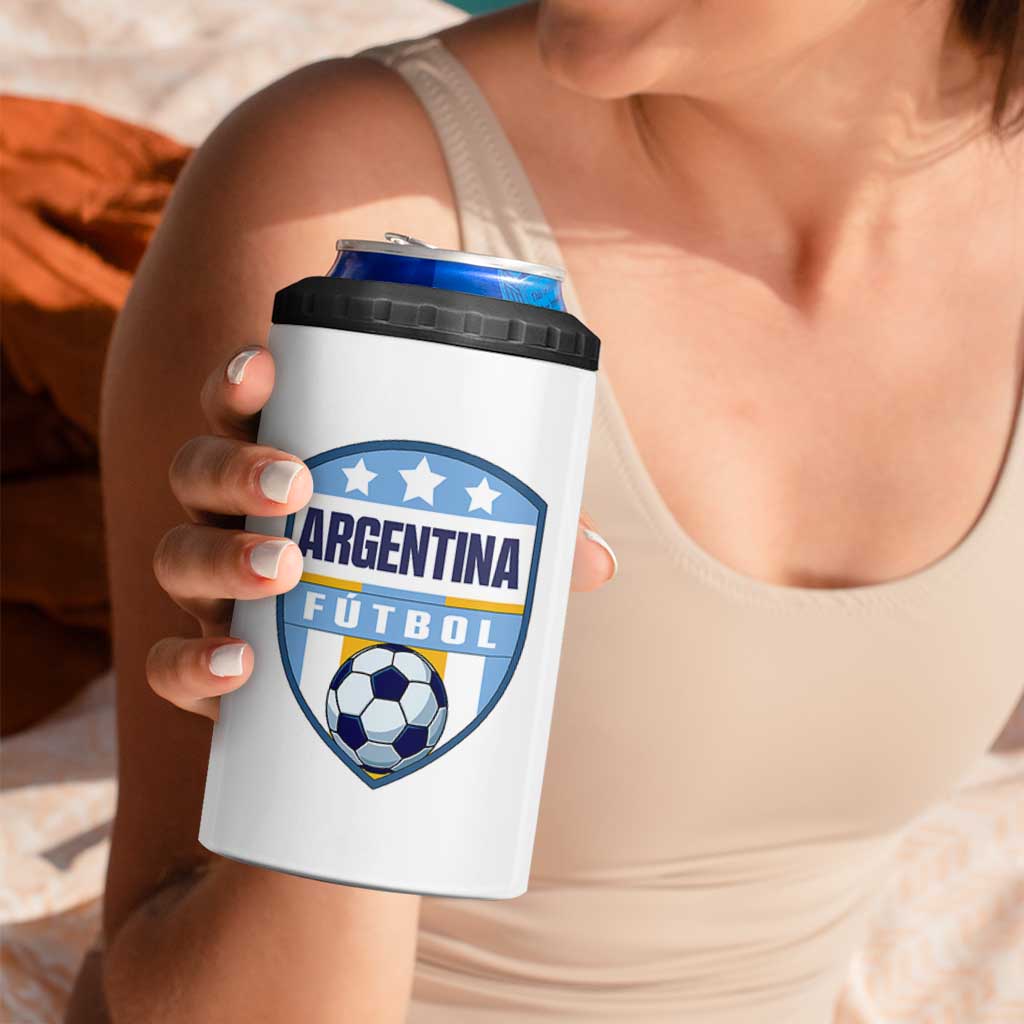 Argentina Soccer Football 4 in 1 Can Cooler Tumbler Argentinian Football Game Day Supporter