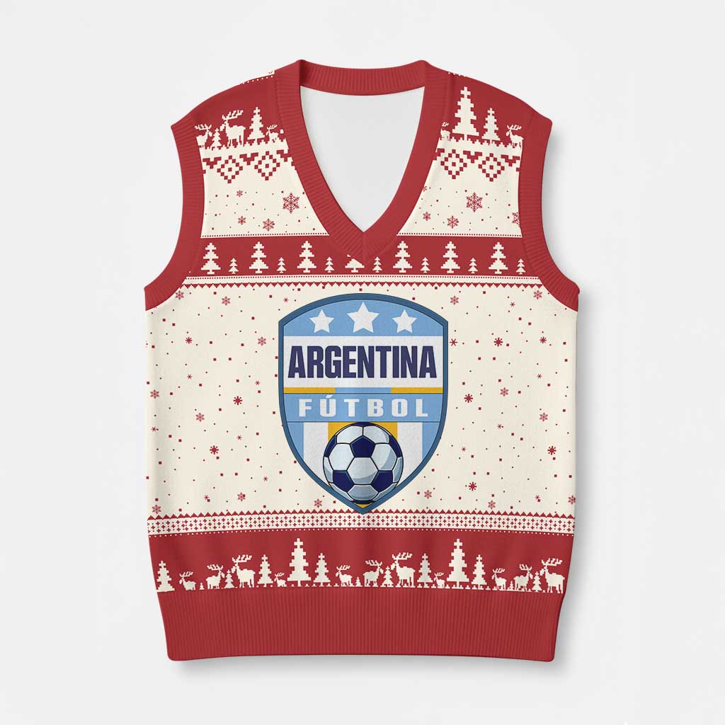 Argentina Soccer Football V-Neck Knit Sweater Vest Argentinian Football Game Day Supporter