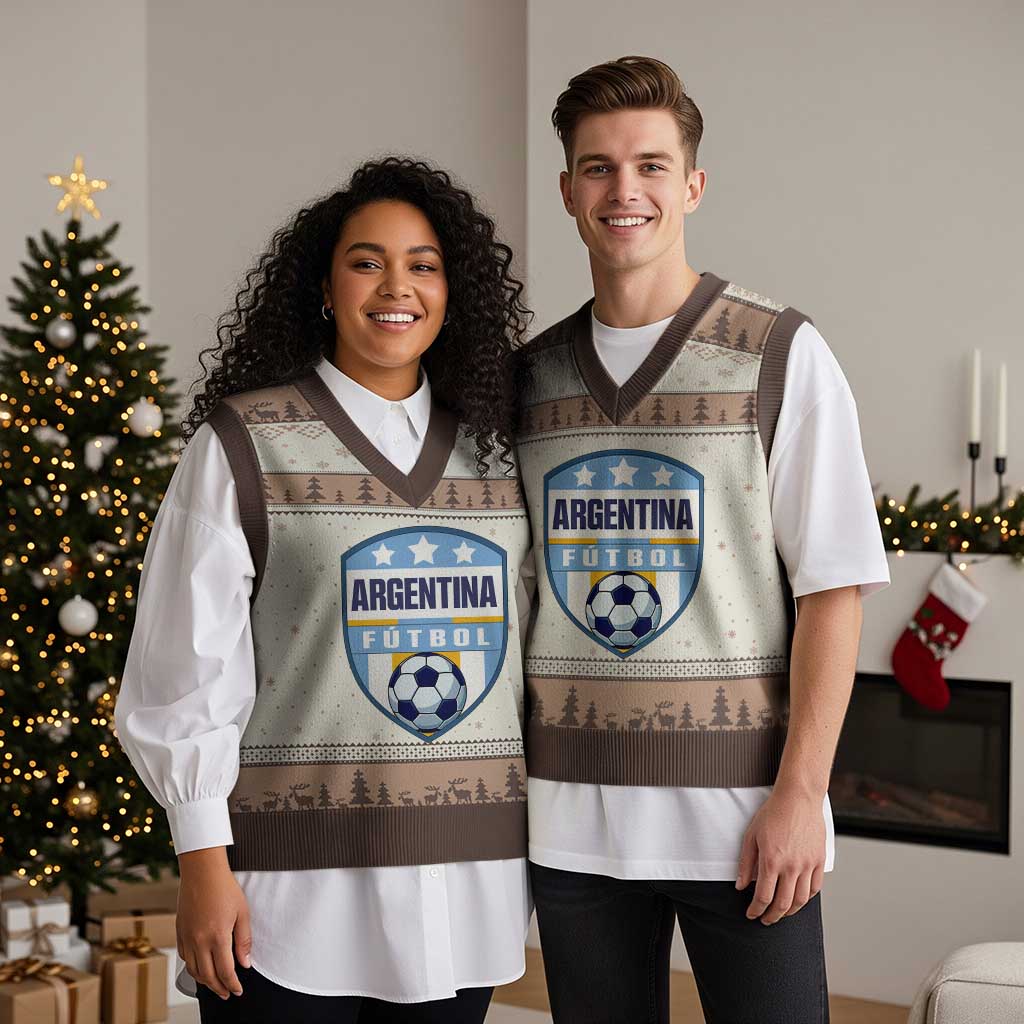 Argentina Soccer Football V-Neck Knit Sweater Vest Argentinian Football Game Day Supporter
