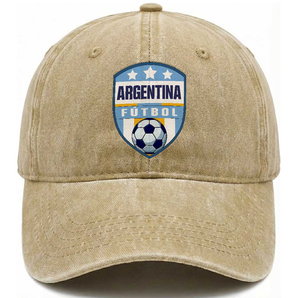 Argentina Soccer Football Washed Cotton Baseball Cap Argentinian Football Game Day Supporter