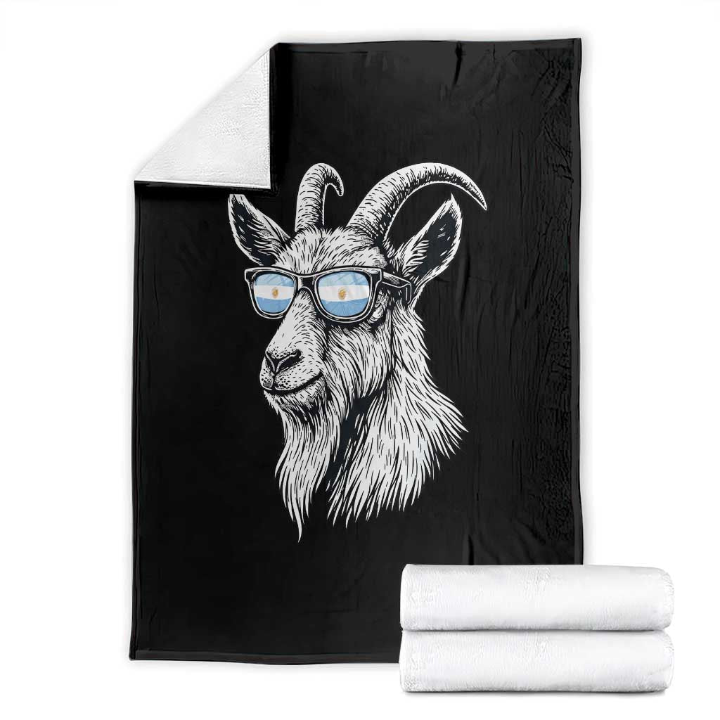 Cool Goat With Sunglasses Argentinian Flag Throw Blanket Argentina Soccer Football Game Day Supporter